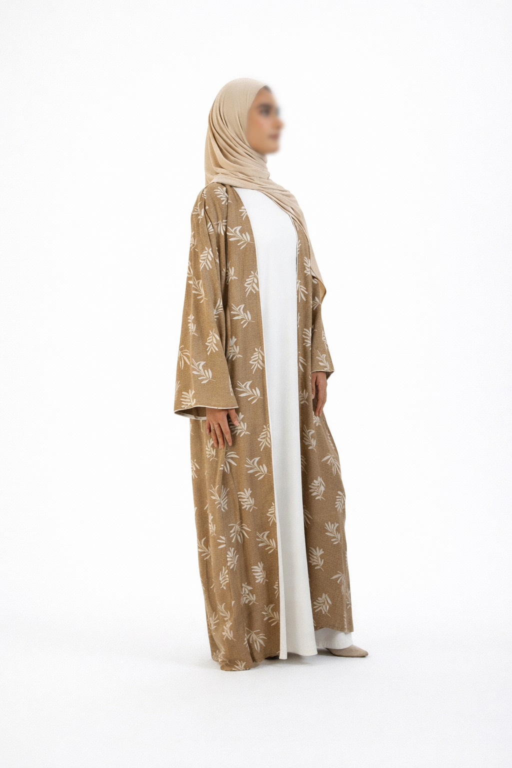 Kimono Long à Motif Feuillage Marron – Élégance & Légèreté ✨