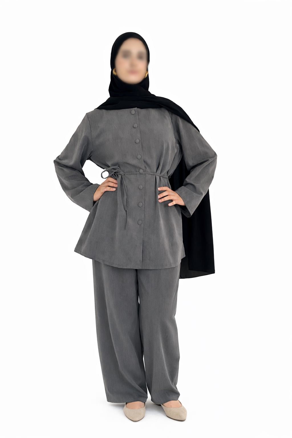 Ensemble Deux Pièces Gris Foncé – Élégance & Sophistication ✨